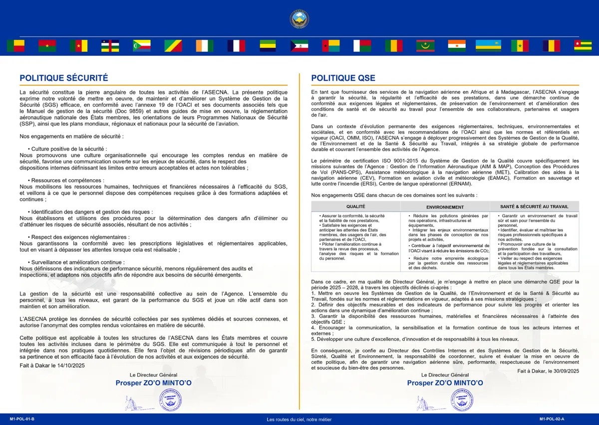 Politique Sécurité et QSE ASECNA 2025